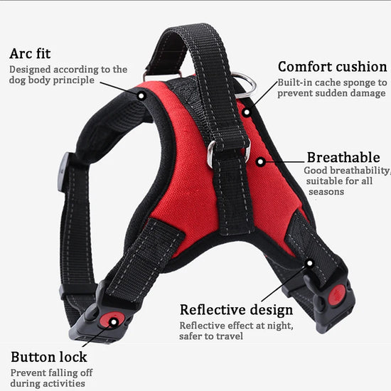 Nylon Adjustable Pet Harness For Dogs Reflective Dog Harness No Pull Small Medium Large Dog Harness Leash Dog Supplies