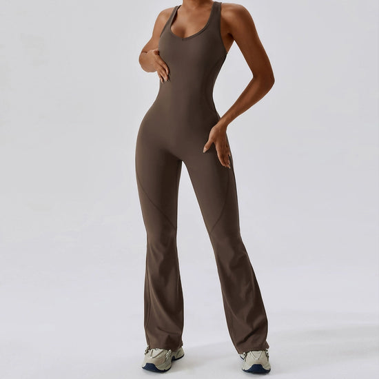 Open Back Quick-Drying Slightly Flared Dance Yoga Clothes Jumpsuit