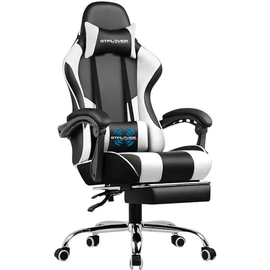 GTPLAYER Gaming Chair, Computer Chair with Footrest and Lumbar Support, Height Adjustable Game Chair with 360°-Swivel Seat