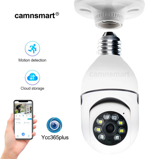 5MP Tuya Mini Camera Wireless Ycc365plus Wifi E27 Light Bulb Videocam Video Surveillance for Smart Home Security Easy Install