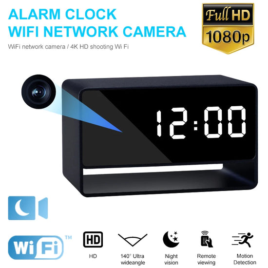 Full HD 1080P Digital Camera Clock WiFi Remote Monitoring Camcorder Night Vision Nanny Cam Security Camera Indoor Surveillance