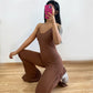 2024 Pad Nylon Flare Women Gym Air Yoga Set Sports Rompers Fitness Workout Leggings One Piece Jumpsuit Exercise Active Wear